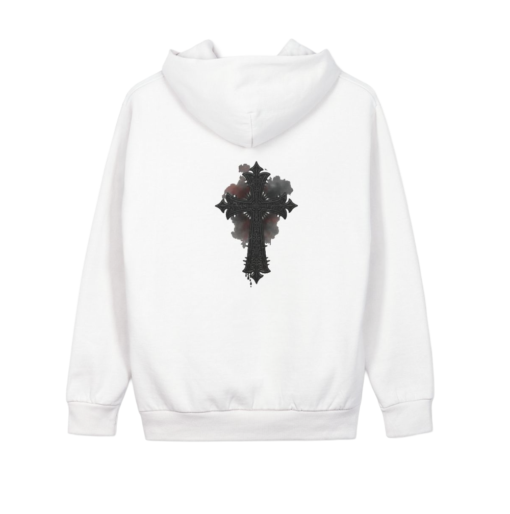 Gothic Cross Hoodie — 'Obsessed' Drip Graffiti Pullover
