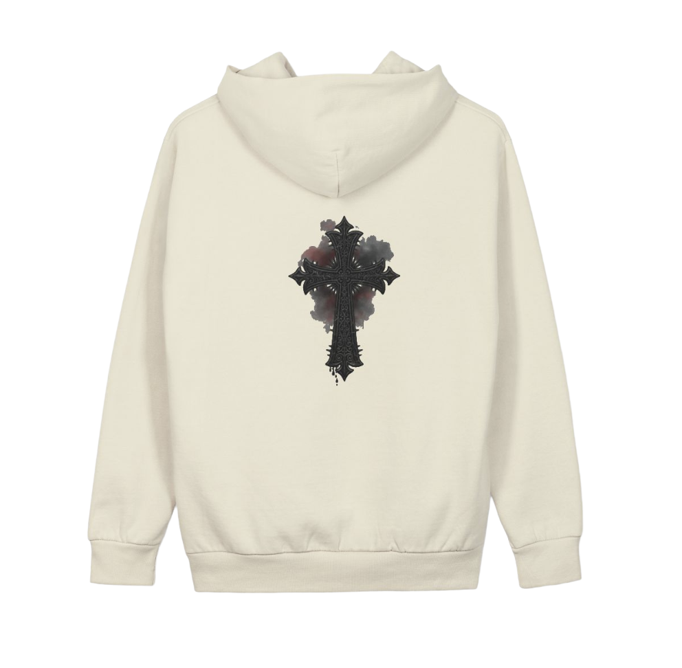 Gothic Cross Hoodie — 'Obsessed' Drip Graffiti Pullover