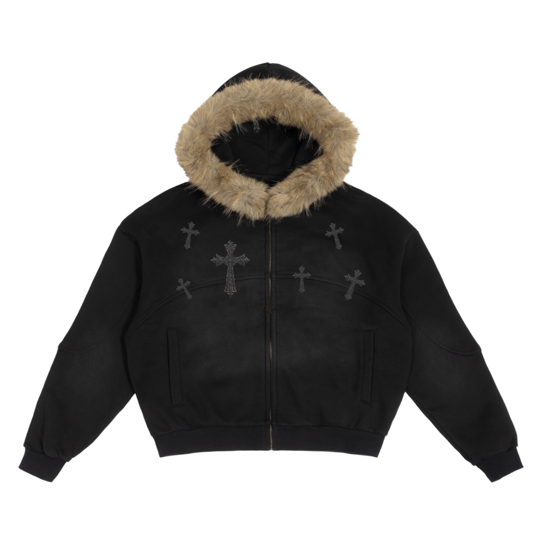 Cross Fur Zip