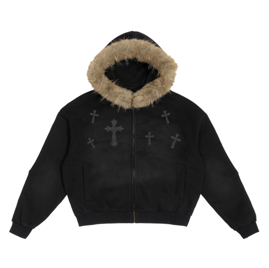 Cross Fur Zip
